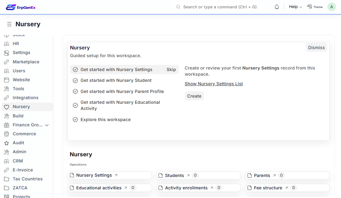 ErpGenEx — Nursery